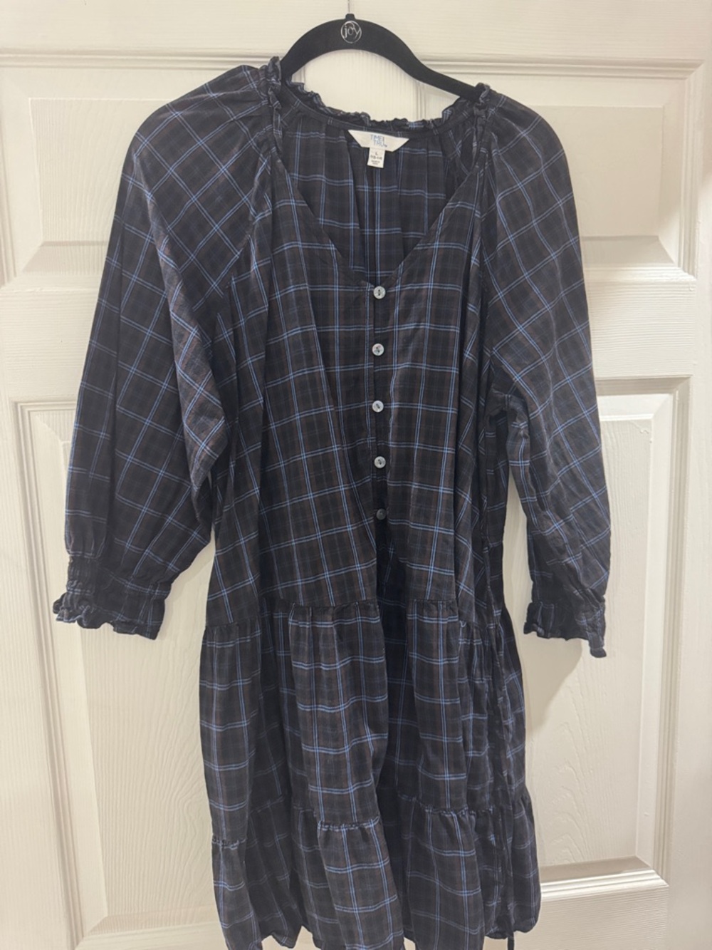 Time and Tru Black and Blue Plaid Mini Dress